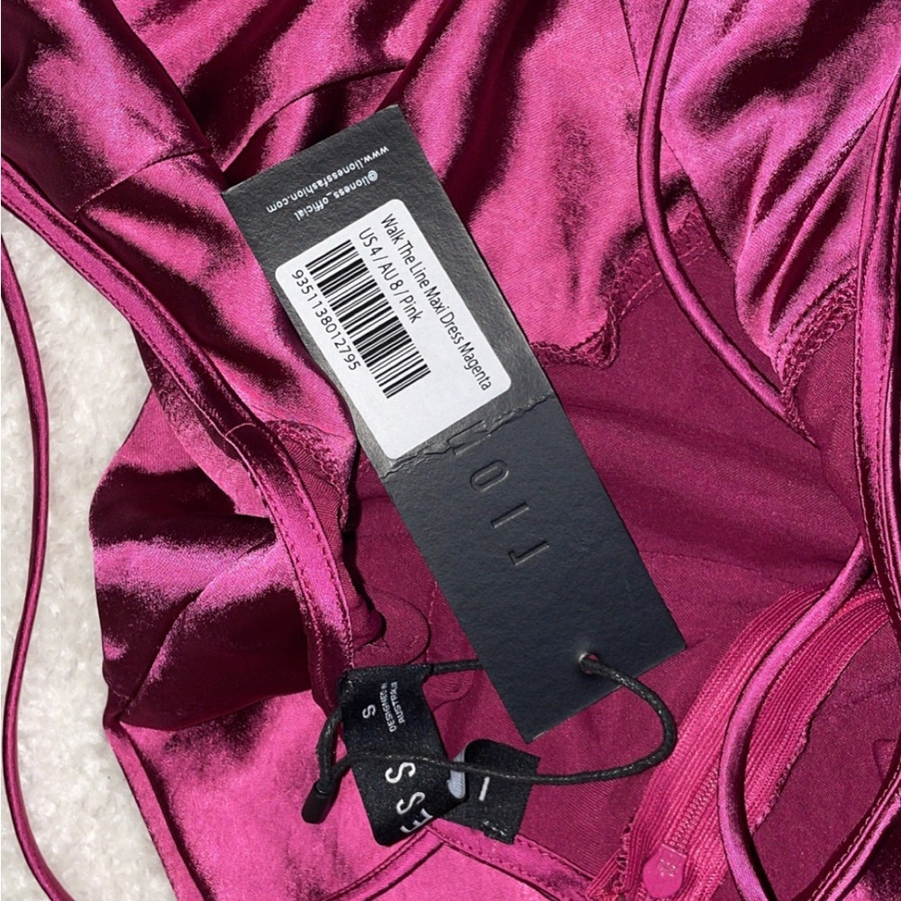 New Lioness Magenta Cowl Neck Silky Dress - Picture 15 of 15